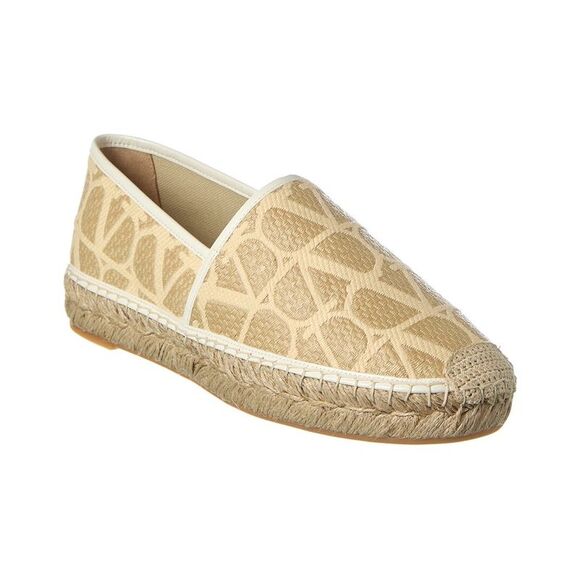 Valentino Vlogo Toile Iconographe Canvas & Leather Espadrille White